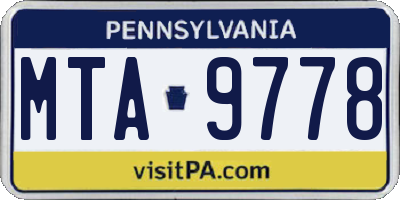 PA license plate MTA9778