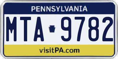 PA license plate MTA9782