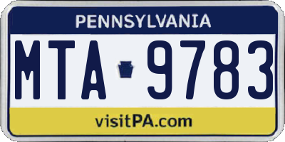 PA license plate MTA9783