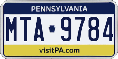 PA license plate MTA9784