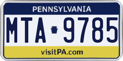 PA license plate MTA9785