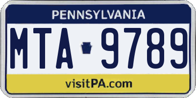 PA license plate MTA9789