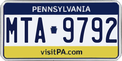 PA license plate MTA9792