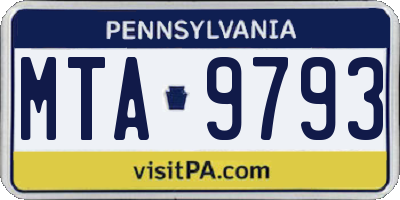 PA license plate MTA9793