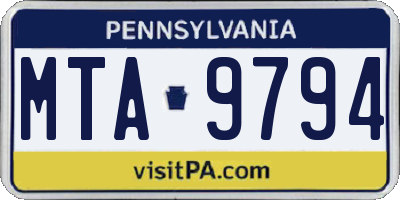 PA license plate MTA9794