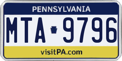 PA license plate MTA9796