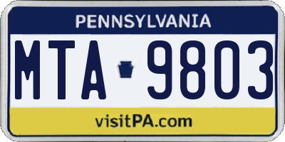 PA license plate MTA9803