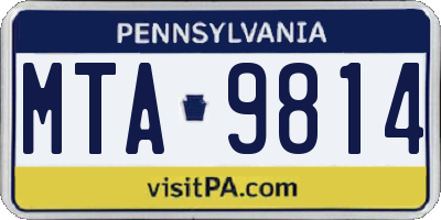 PA license plate MTA9814
