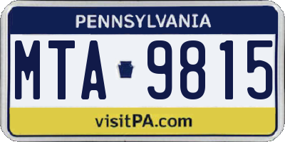PA license plate MTA9815