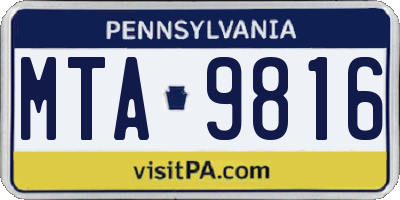 PA license plate MTA9816