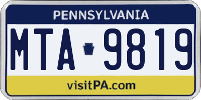 PA license plate MTA9819