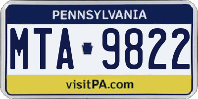 PA license plate MTA9822