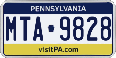 PA license plate MTA9828