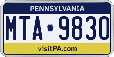 PA license plate MTA9830