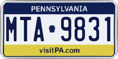 PA license plate MTA9831