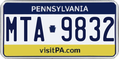 PA license plate MTA9832