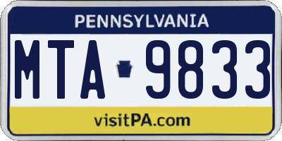 PA license plate MTA9833