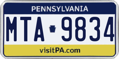 PA license plate MTA9834