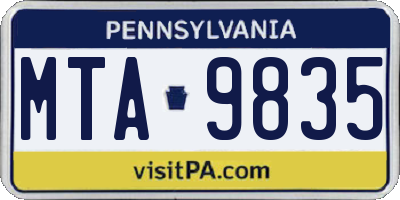 PA license plate MTA9835