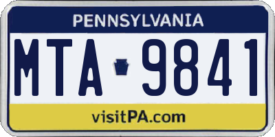 PA license plate MTA9841