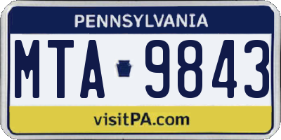 PA license plate MTA9843