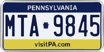 PA license plate MTA9845