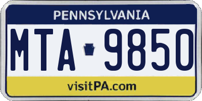 PA license plate MTA9850