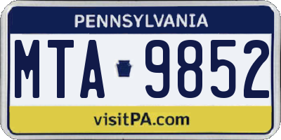 PA license plate MTA9852