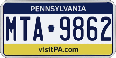 PA license plate MTA9862