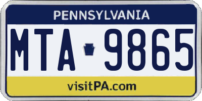 PA license plate MTA9865