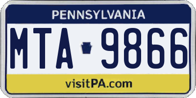 PA license plate MTA9866