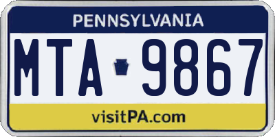 PA license plate MTA9867