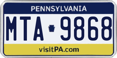 PA license plate MTA9868