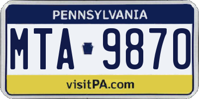 PA license plate MTA9870