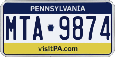 PA license plate MTA9874