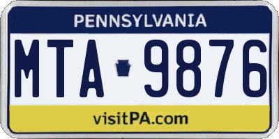 PA license plate MTA9876