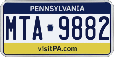 PA license plate MTA9882