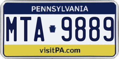 PA license plate MTA9889