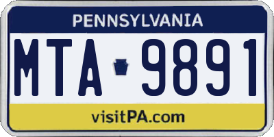PA license plate MTA9891
