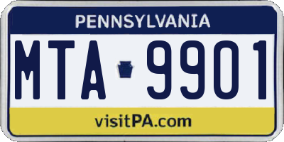 PA license plate MTA9901