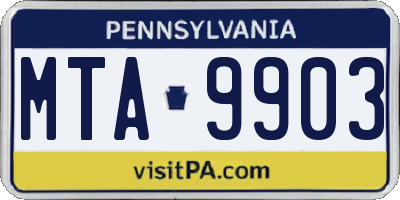 PA license plate MTA9903