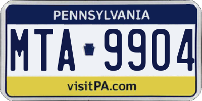 PA license plate MTA9904