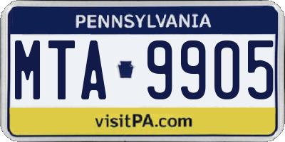 PA license plate MTA9905