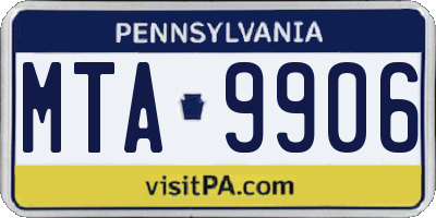 PA license plate MTA9906