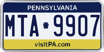 PA license plate MTA9907