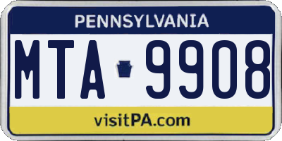 PA license plate MTA9908