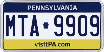 PA license plate MTA9909