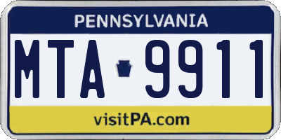 PA license plate MTA9911