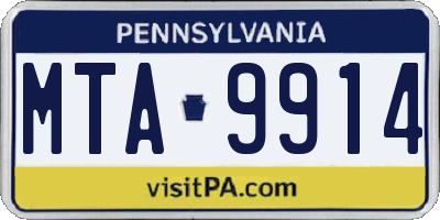 PA license plate MTA9914