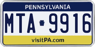 PA license plate MTA9916